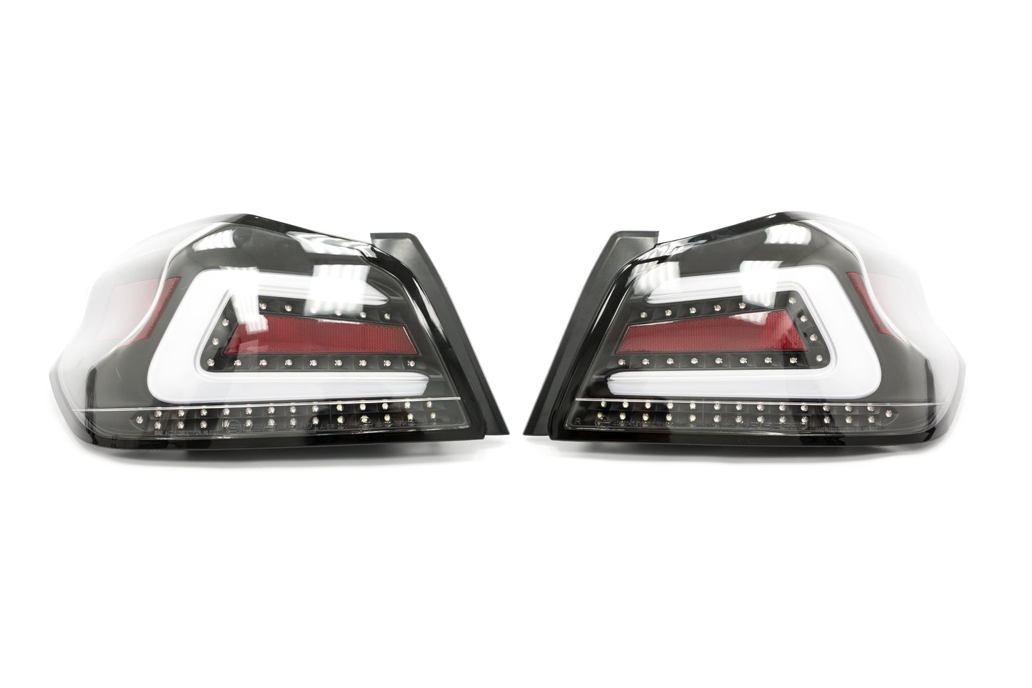 SBSSS15WRX-TR-CBW SubiSpeed USDM TR Style Sequential Tail Lights (CBW) - 2015+ WRX / 2015+ STI-Clear Lens with Black Reflector and White Running Light,