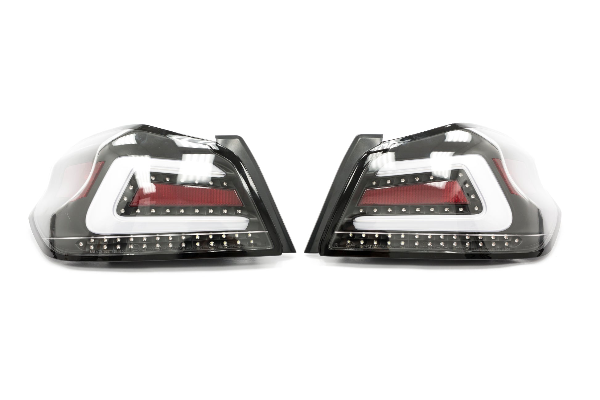 SBSSS15WRX-TR-CBW SubiSpeed USDM TR Style Sequential Tail Lights (CBW) - 2015+ WRX / 2015+ STI-Clear Lens with Black Reflector and White Running Light,