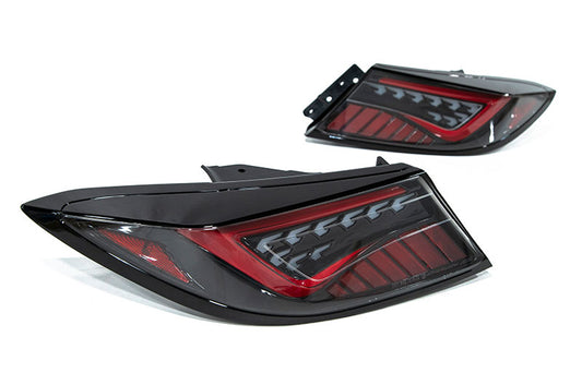 OLM Scythe Style LED Taillights - Clear Lens / Black Base / Red Bar - 2022-2024 Toyota GR86 / Subaru BRZ