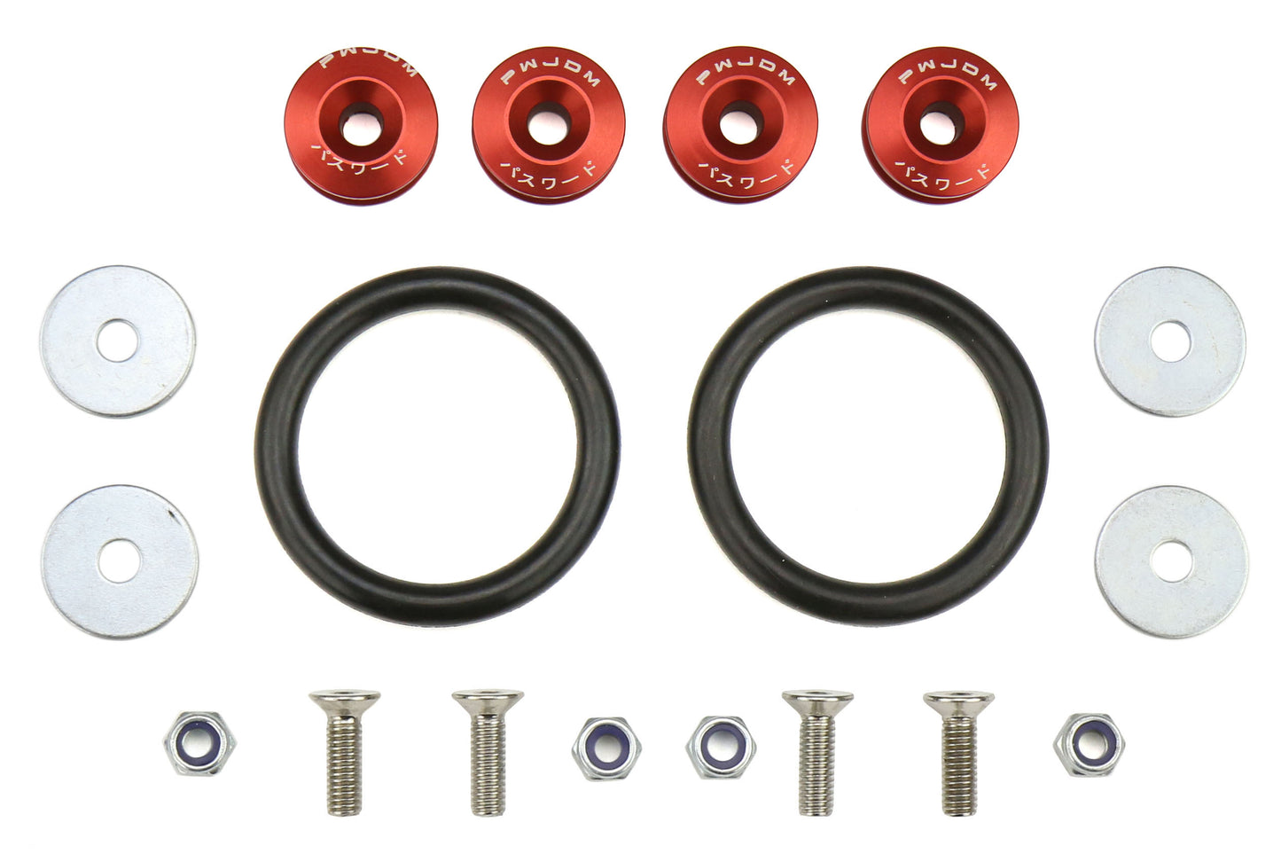 PWJPWBRF-UNV-RED Password JDM Quick Release Bumper Fasteners - Universal-Red,