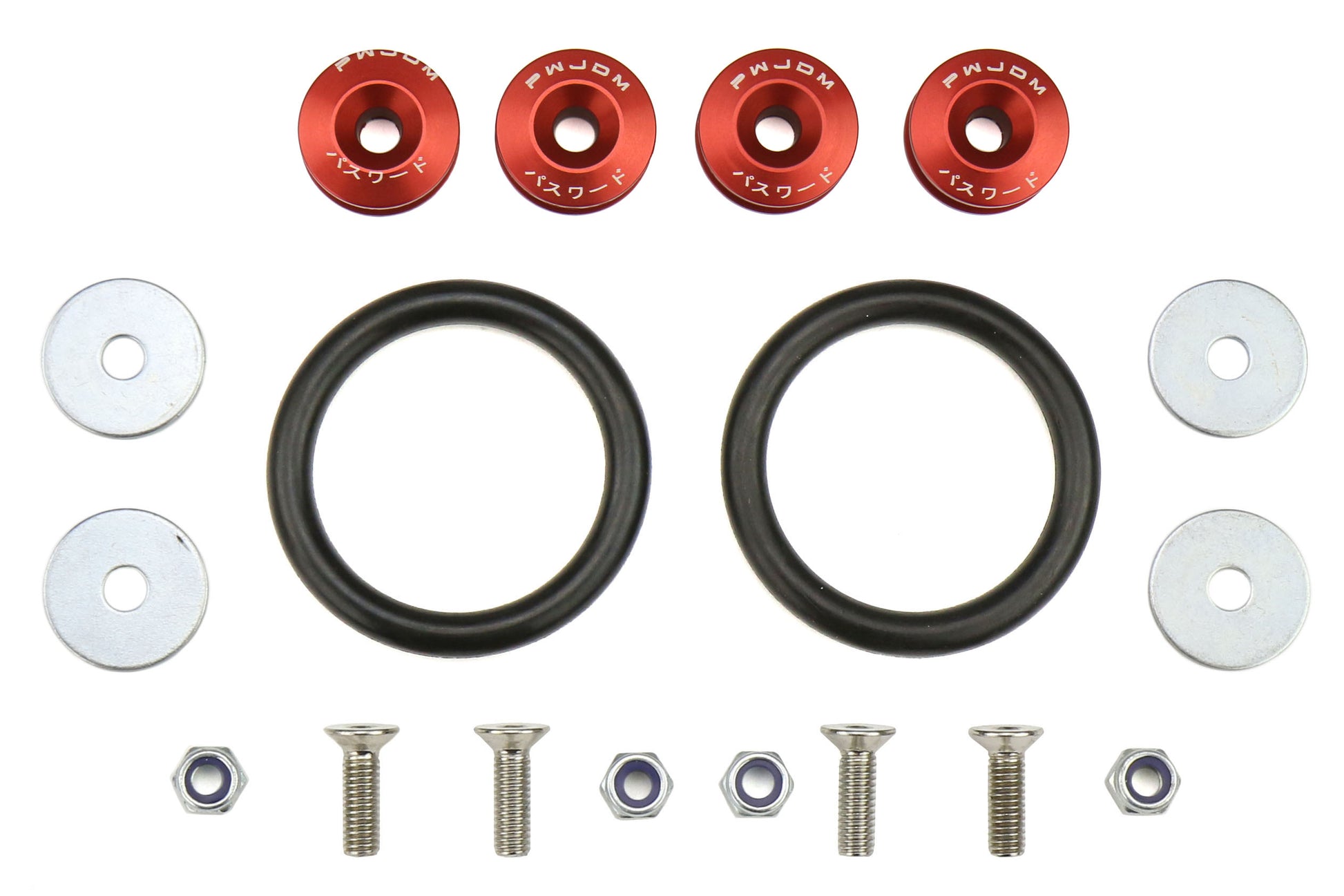 PWJPWBRF-UNV-RED Password JDM Quick Release Bumper Fasteners - Universal-Red,