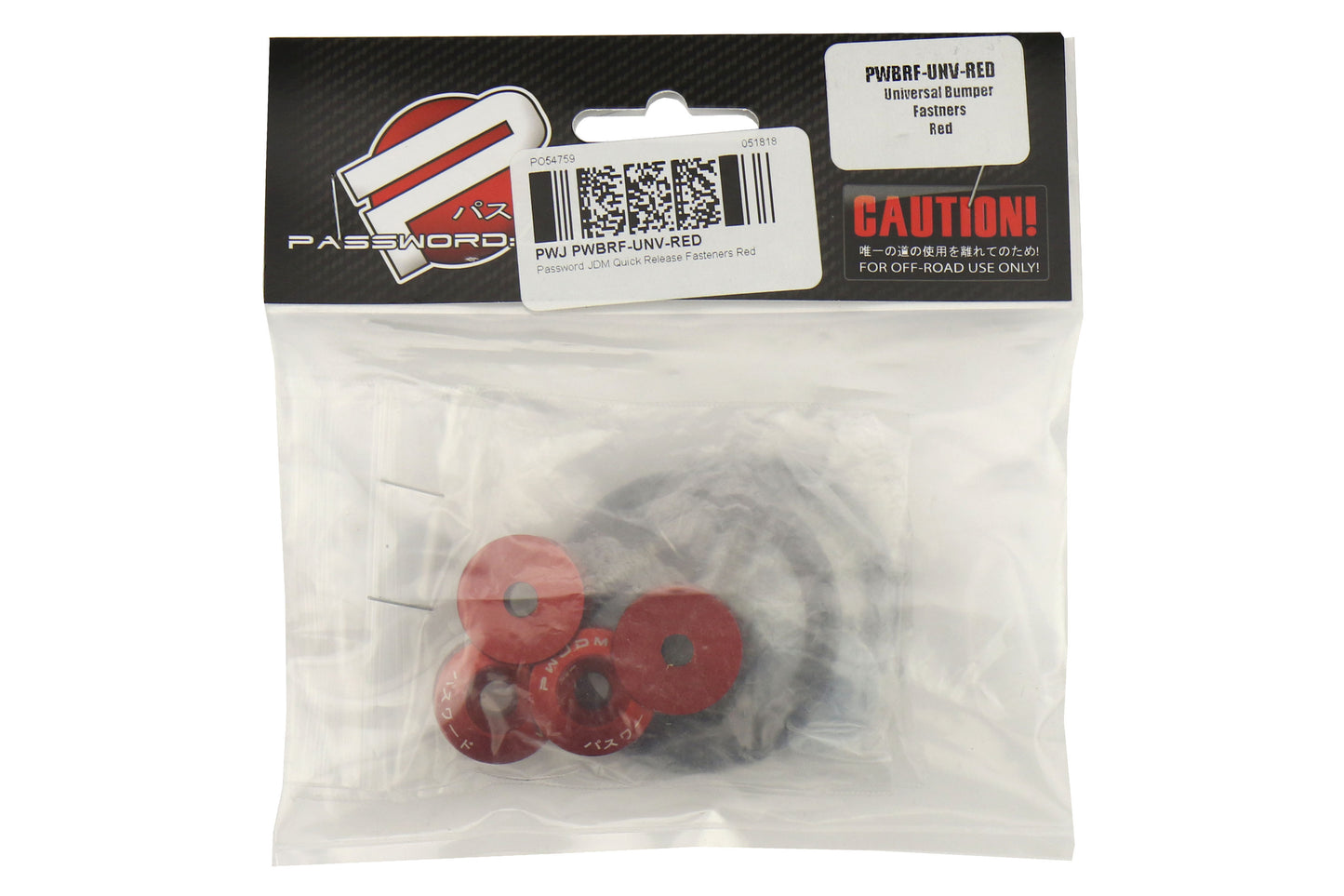 PWJPWBRF-UNV-RED Password JDM Quick Release Bumper Fasteners - Universal-Red,