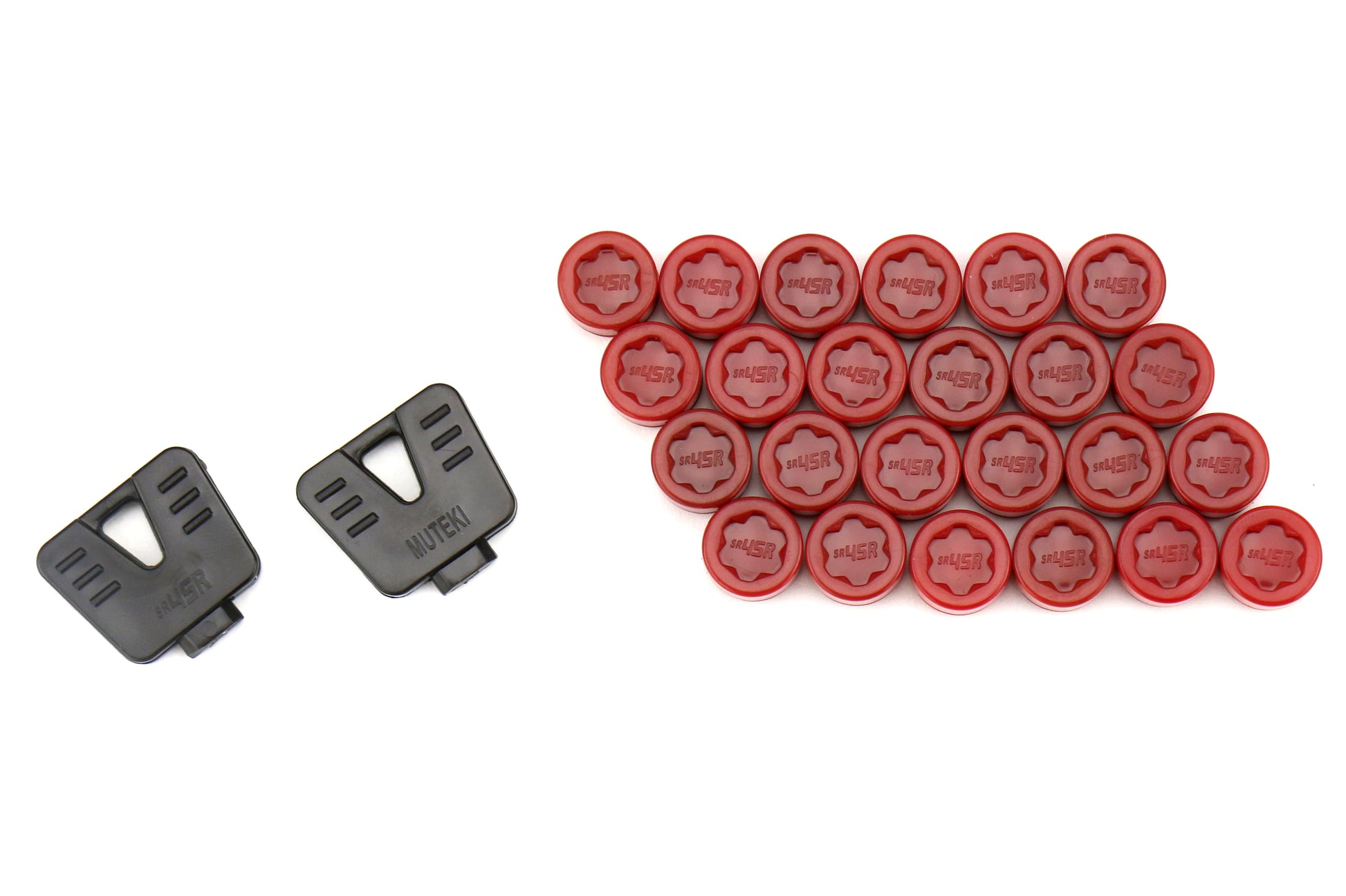 KIC33100R Muteki End Cap Set for SR45R Open Ended Lug Nuts - 2015+ WRX / 2015+ STI / 2013+ FT86 / 2014+ Forester-Red,