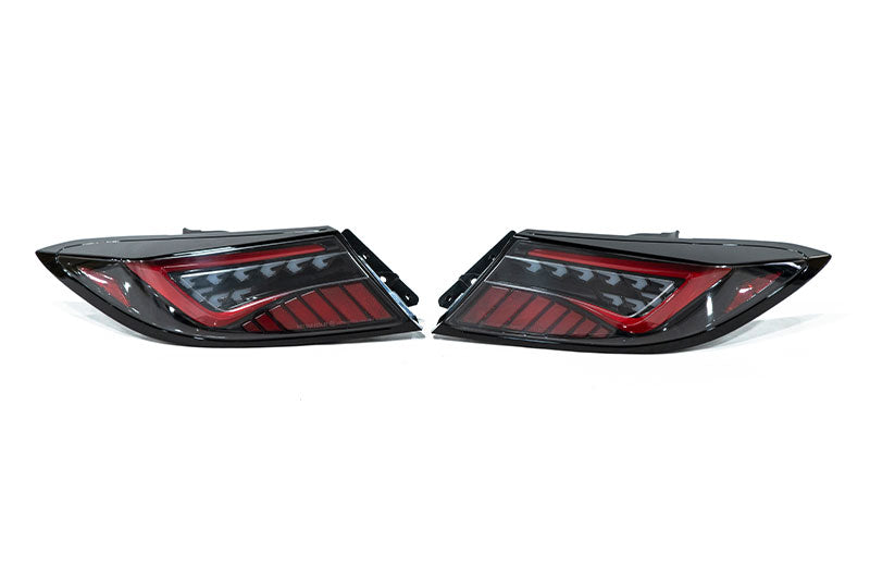 OLM Scythe Style LED Taillights - Clear Lens / Black Base / Red Bar - 2022-2024 Toyota GR86 / Subaru BRZ