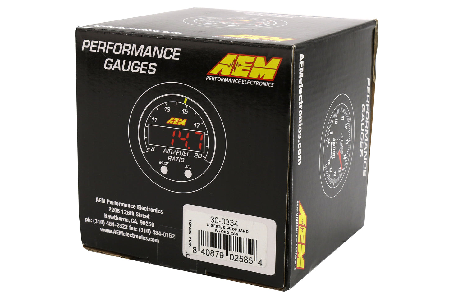 AEI30-0334 AEM Electronics X-Series Wideband AFR Gauge w/OBDII Connectivity - Universal,