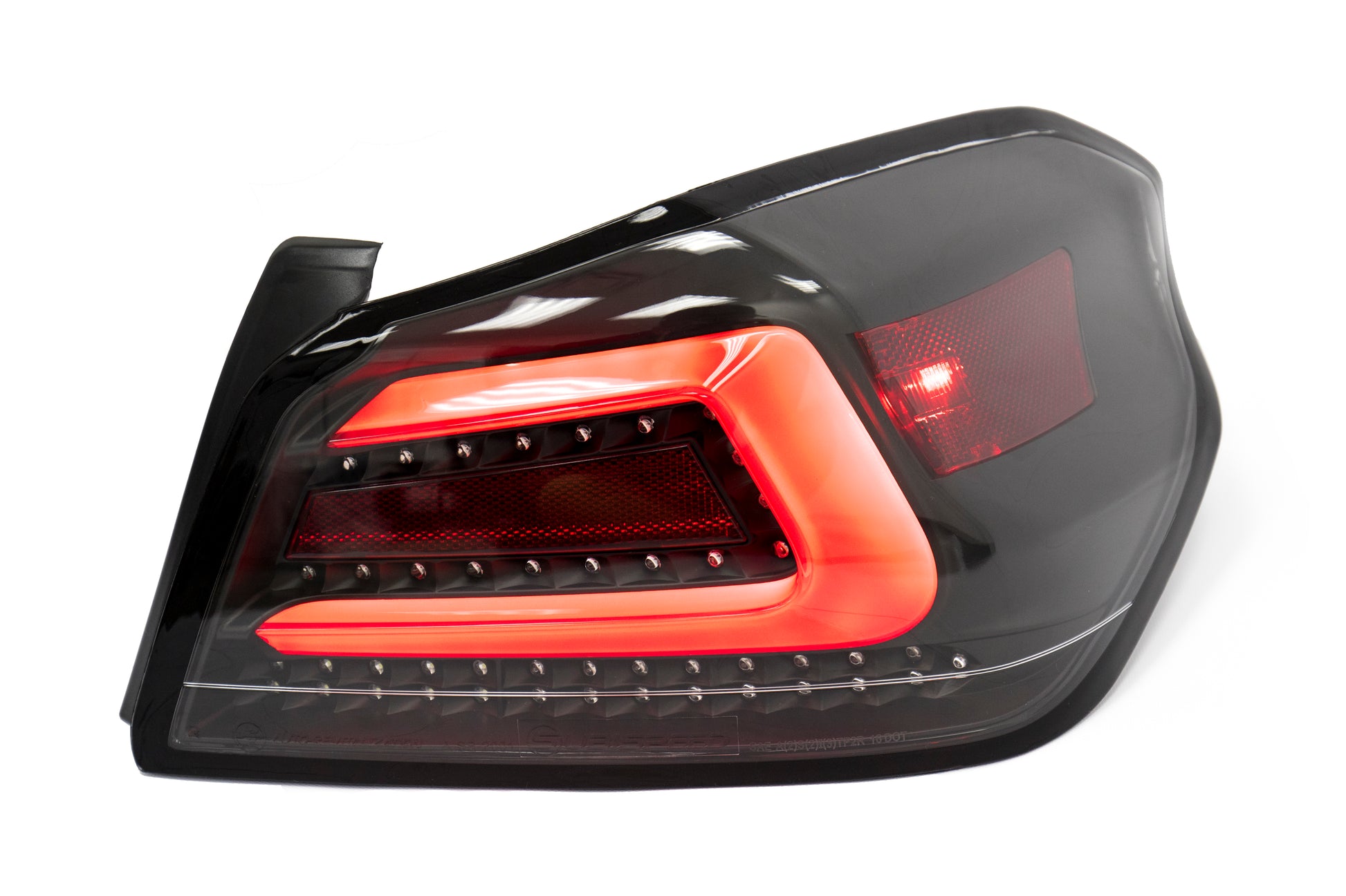 SBSSS15WRX-TR-CBR SubiSpeed USDM TR Style Sequential Tail Lights - 2015+ WRX / 2015+ STI-Clear Lens with Black Reflector and Red Running Light,
