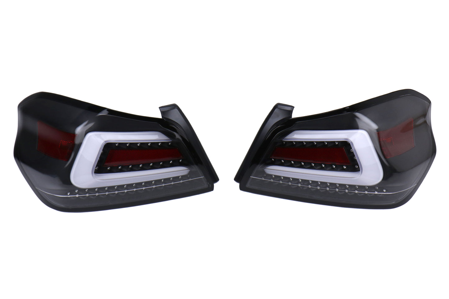SBSSS15WRX-TR-CBW SubiSpeed USDM TR Style Sequential Tail Lights (CBW) - 2015+ WRX / 2015+ STI-Clear Lens with Black Reflector and White Running Light,