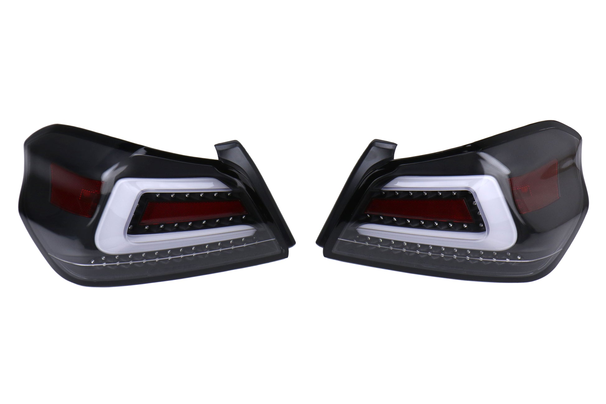 SBSSS15WRX-TR-CBW SubiSpeed USDM TR Style Sequential Tail Lights (CBW) - 2015+ WRX / 2015+ STI-Clear Lens with Black Reflector and White Running Light,