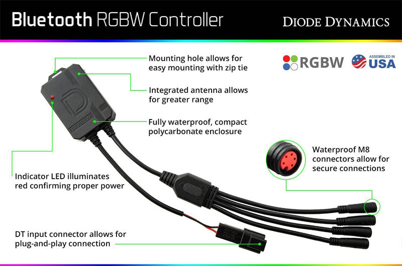 Diode Dynamics Bluetooth RGBW M8 Controller 1ch - Universal