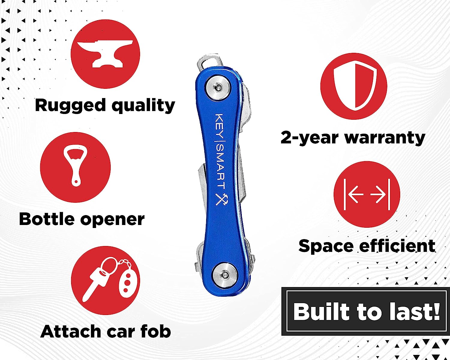 SKU: KS607R-BLUE,,KeySmart Rugged - Multi-Tool Key Holder with Bottle Opener and Pocket Clip (up to 14 Keys, Blue),