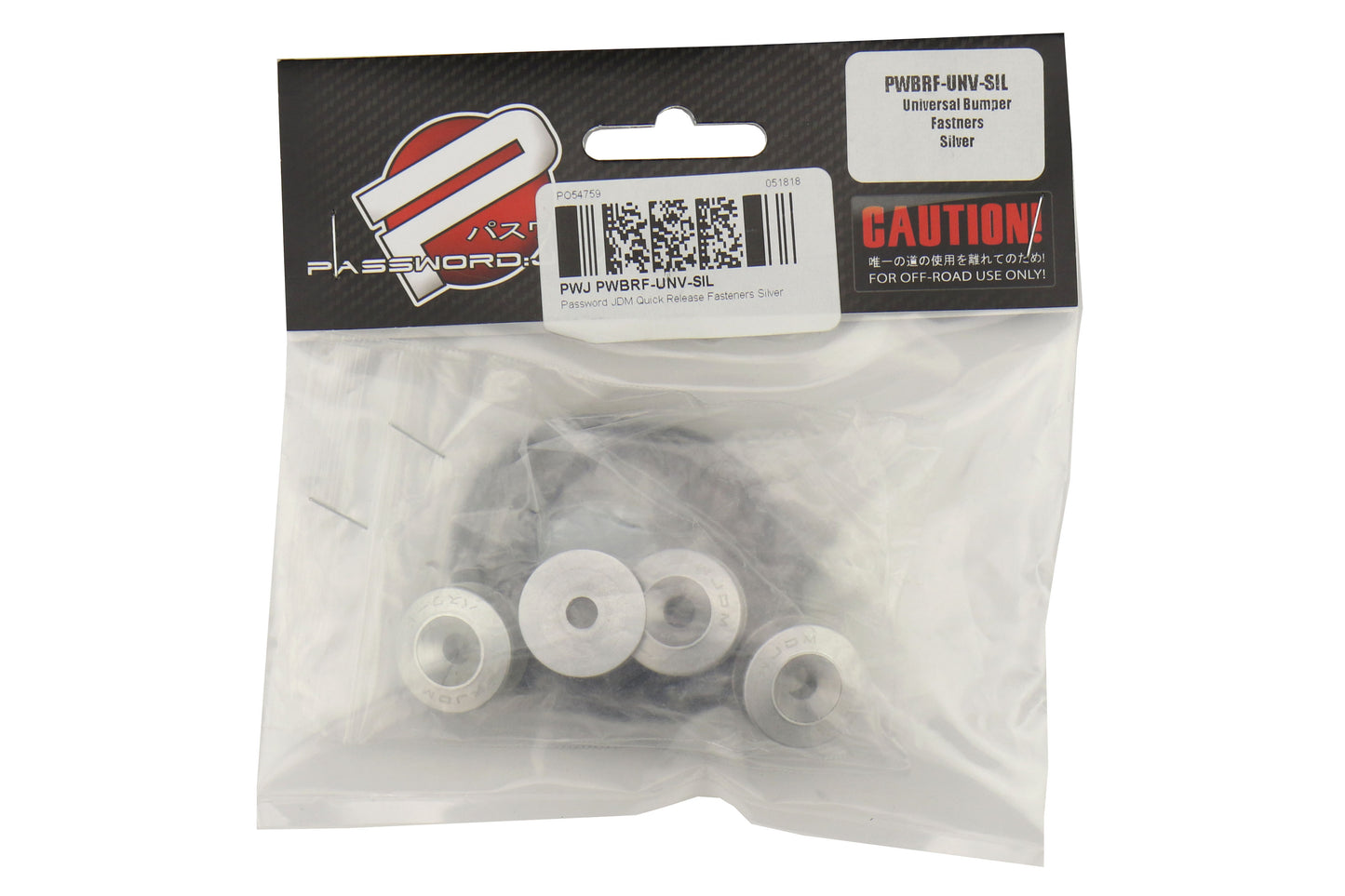PWJPWBRF-UNV-SIL Password JDM Quick Release Bumper Fasteners - Universal-Silver,
