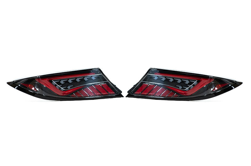 OLM Scythe Style LED Taillights - Clear Lens / Black Base / Red Bar - 2022-2024 Toyota GR86 / Subaru BRZ